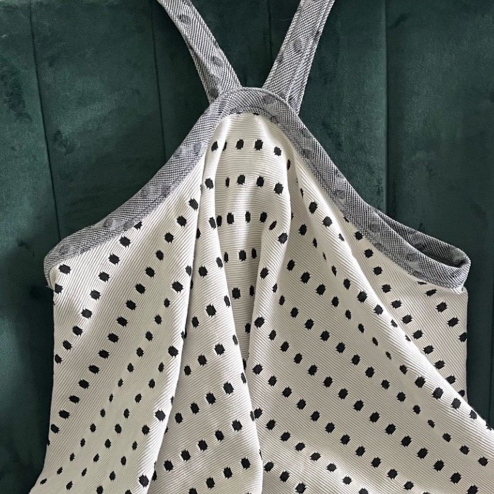 Unknown Brand- Halter Tank Top, Black, White and Grey Polka Dots, Size XS